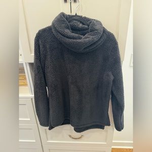 Women’s Black Fuzzy Long Sleeve Cowl Neck Top